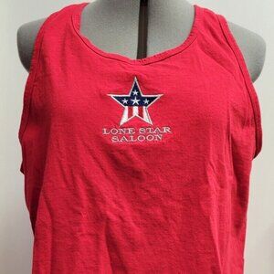 Embroidered Lone Star Saloon Men's Gay Bar Muscle Tank Top Size Large Bear Biker